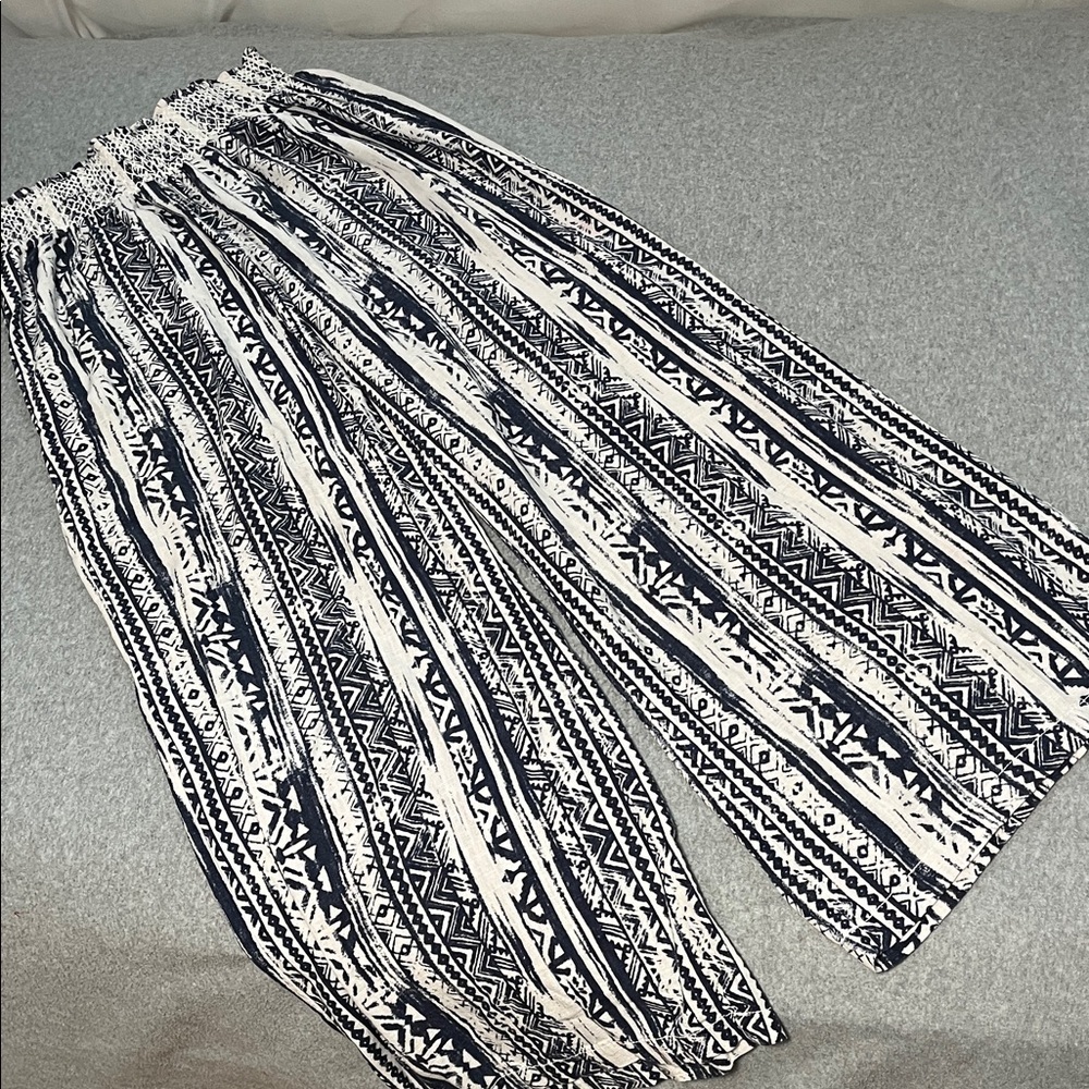 Cali1851 Linen Viscose Wide Pants Womens XL Boho Beach Coastal Festival